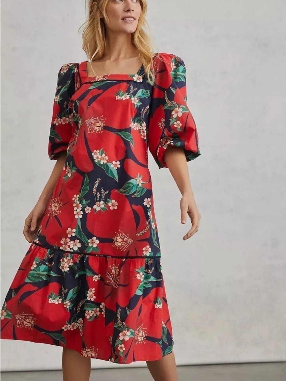 Farm Rio for Anthropologie Jamila Midi Dress Size Small